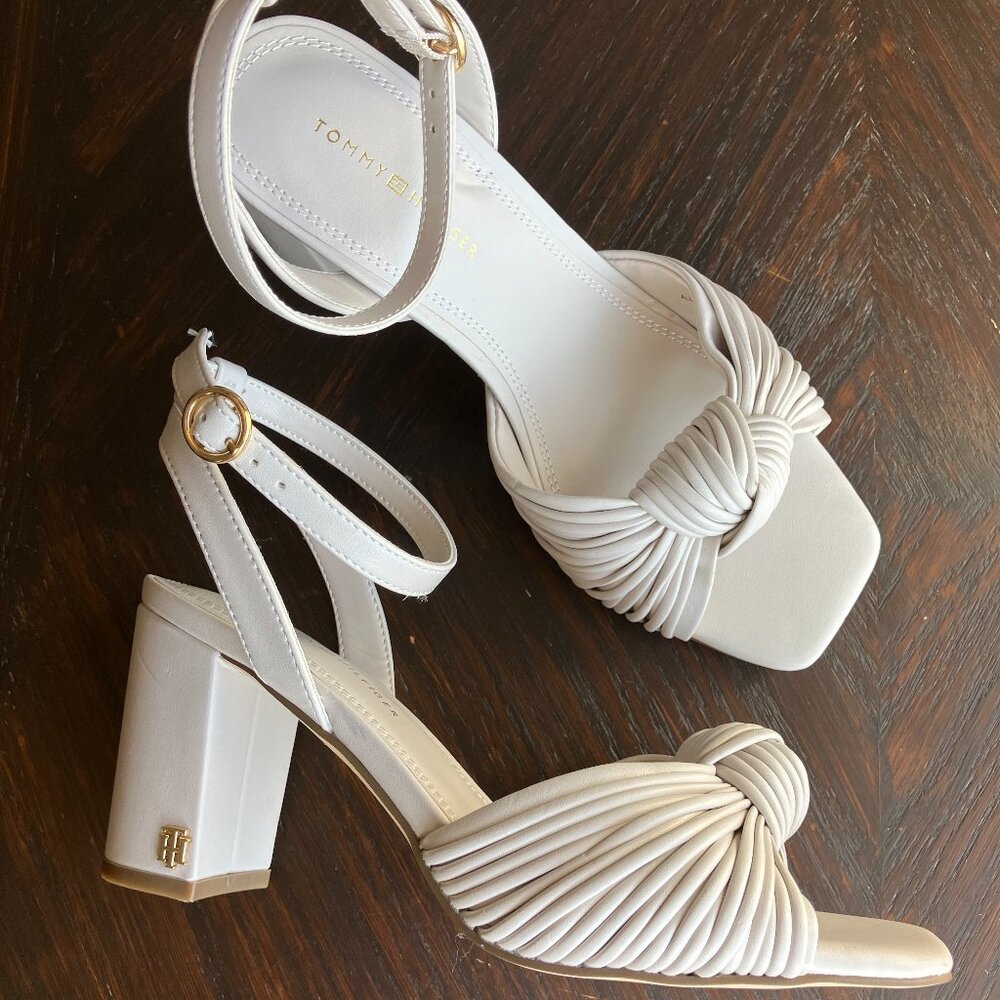 Tommy Hilfiger Taupe Cream Sarifina Block Heel Sandals